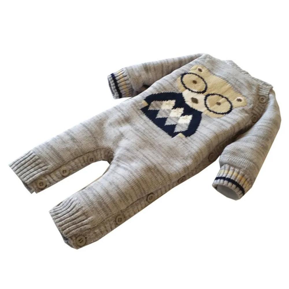 Red Knit Cartoon Jumpsuit-Diaper Reusable