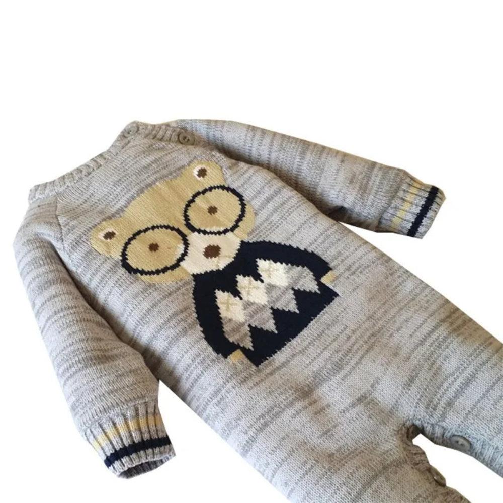 Red Knit Cartoon Jumpsuit-Diaper Reusable