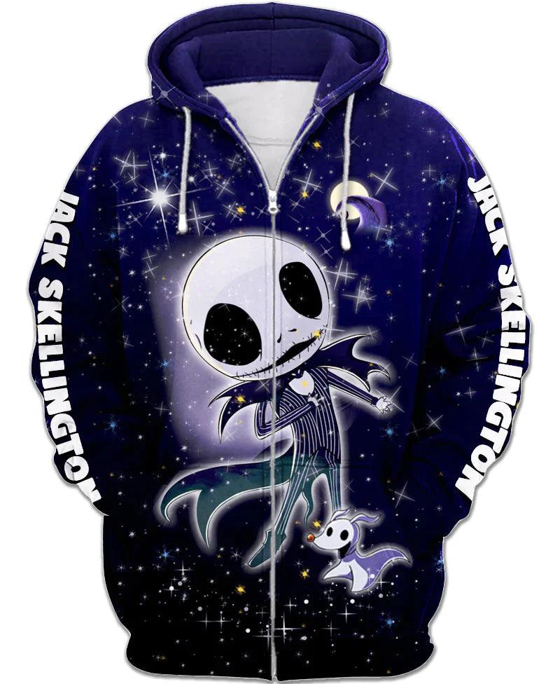 Children Jack Skellington Zip Up Hoodie For Iconic Character Comfort-Diaper Reusable