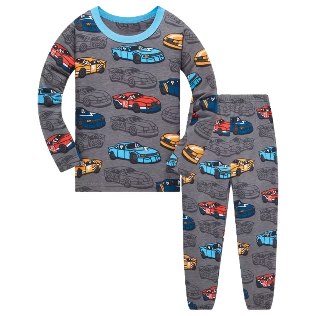 Long Sleeve Pajama Set With Car Design
