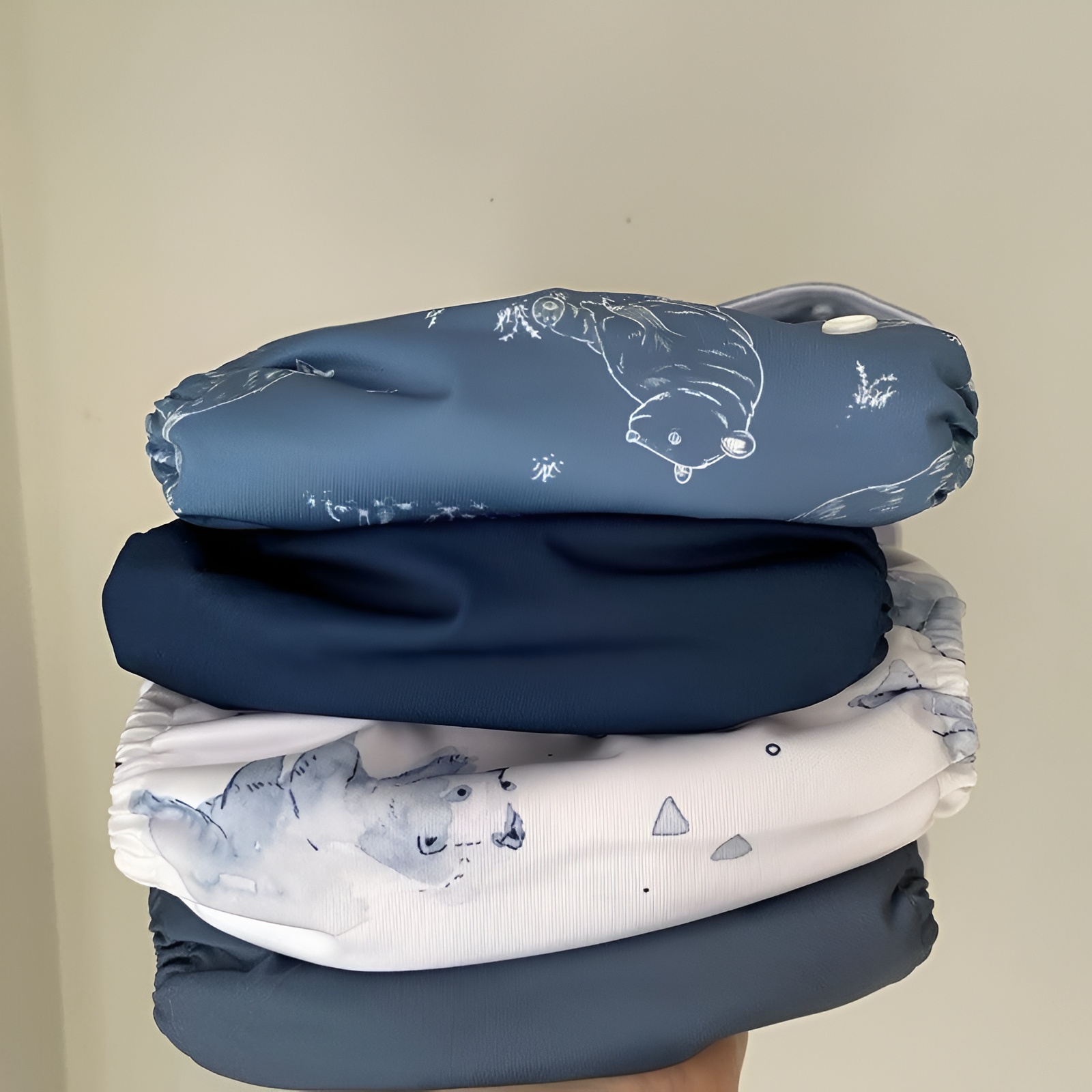 4 Pack Winter Cloth Pocket Diapers With 4 Bamboo Inserts For Baby Set