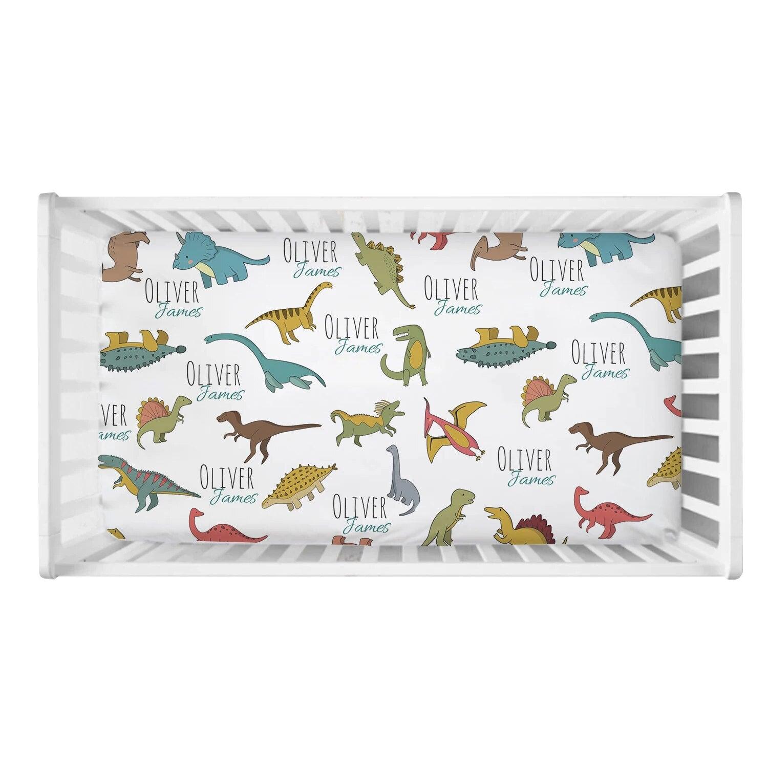 Personalized Dinosaur Crib Bedding-Diaper Reusable