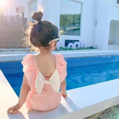 Ruffle Sleeve Baby Swimsuit-Diaper Reusable