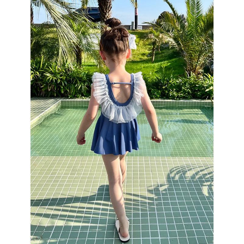 Blue Ruffle Baby Swimsuit-Diaper Reusable