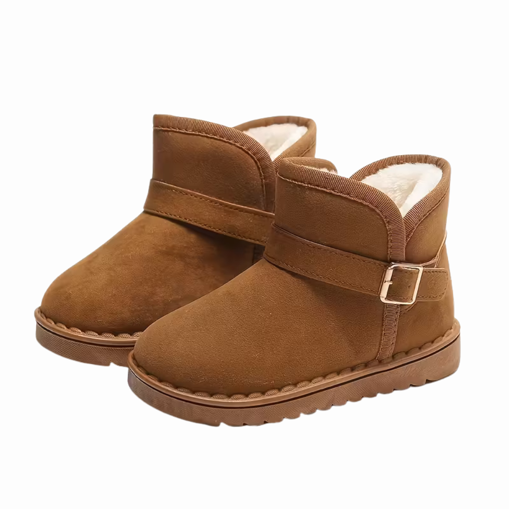 Solid Fabric Winter Boots With Soft Inner Lining For Girls