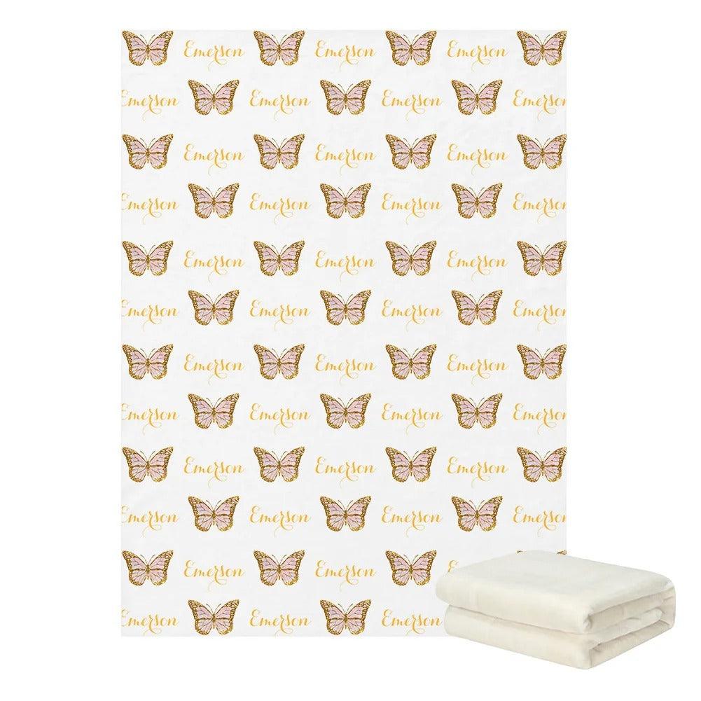 Personalized Butterfly Name Blanket-Diaper Reusable