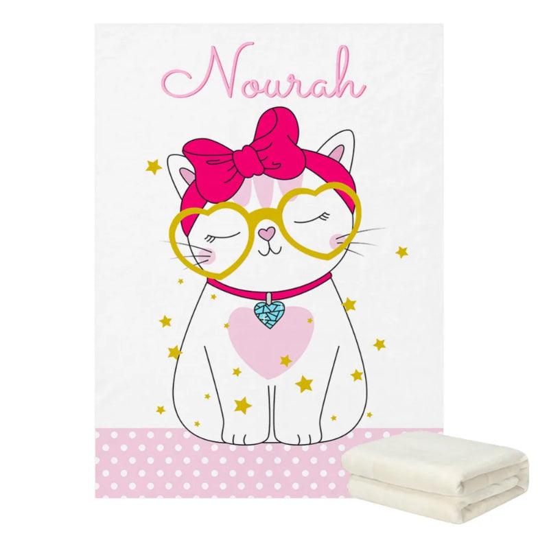 Cat Fleece Blanket – Personalized Coral Throw for Pampered Pets-Diaper Reusable