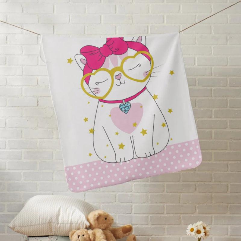 Cat Fleece Blanket – Personalized Coral Throw for Pampered Pets-Diaper Reusable