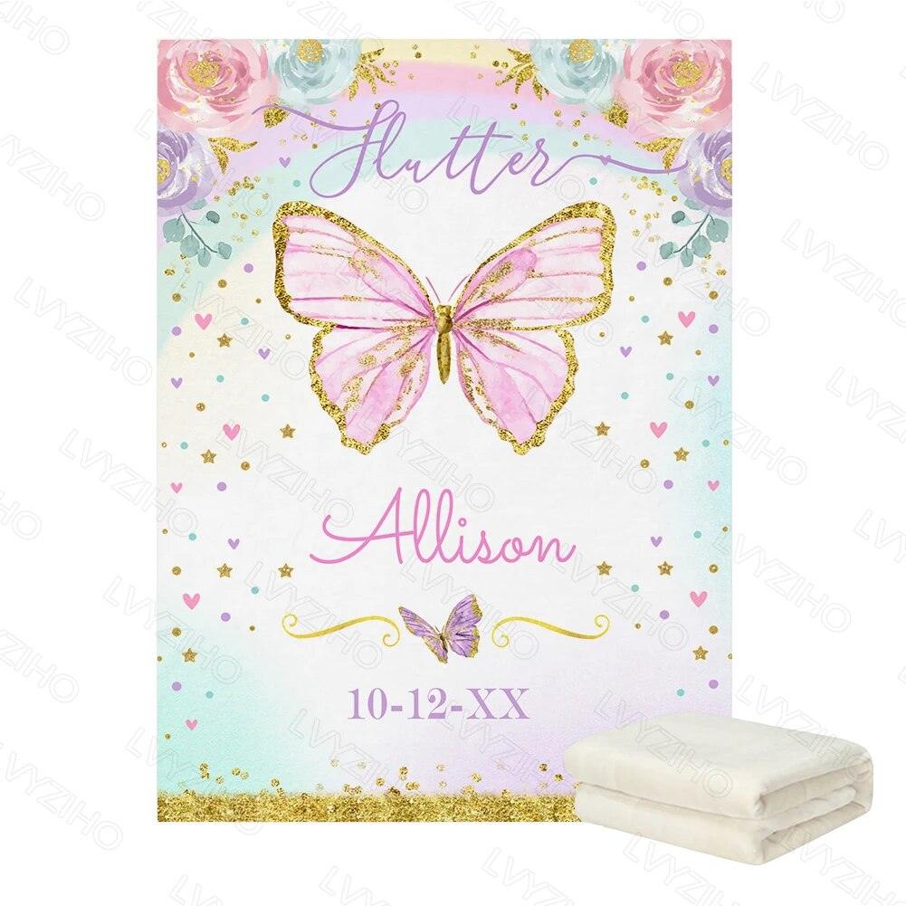 Custom Dinosaur Butterfly Blanket-Diaper Reusable