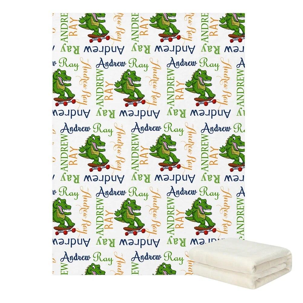 Personalized Dinosaur Bedding Blanket-Diaper Reusable
