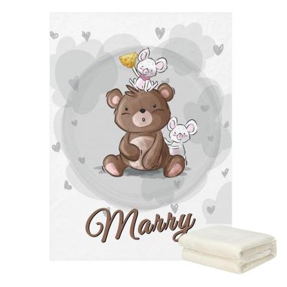 Personalized Bear Name Blanket – Soft, Custom Baby Gift-Diaper Reusable