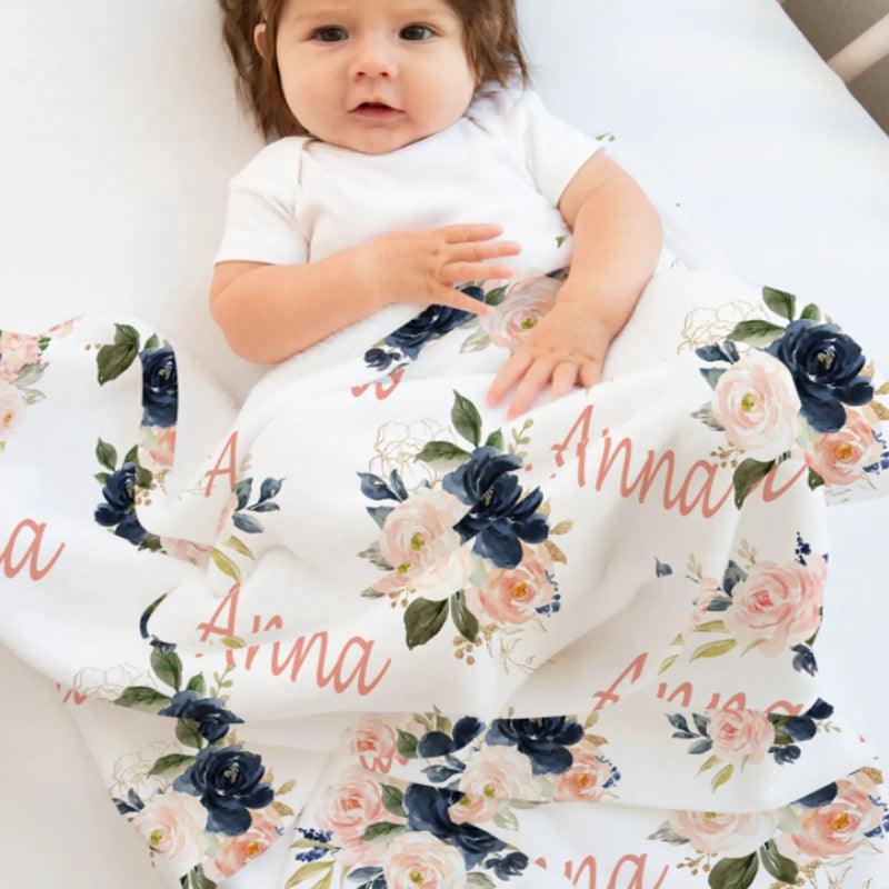 Personalized Floral Design Blanket-Diaper Reusable