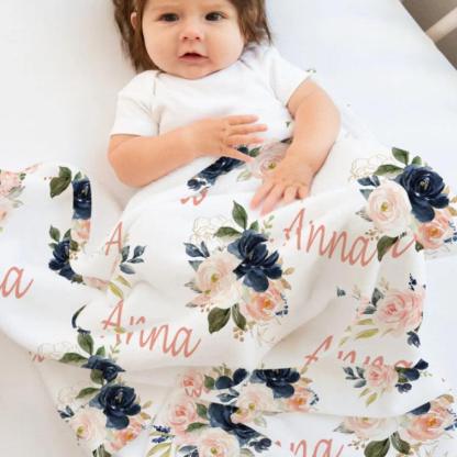 Personalized Floral Design Blanket-Diaper Reusable