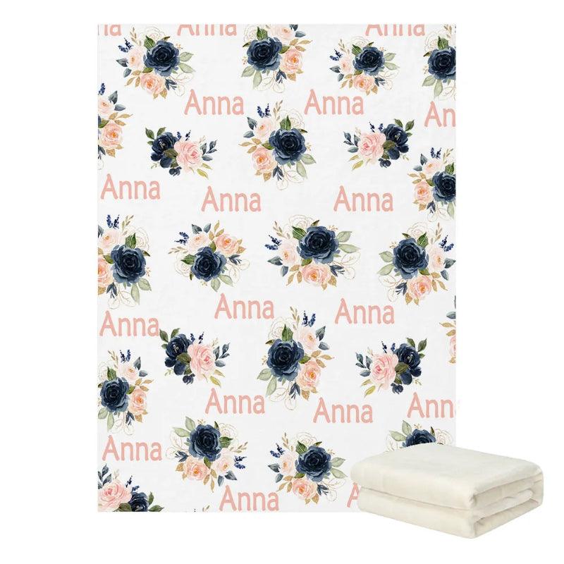 Personalized Floral Design Blanket-Diaper Reusable