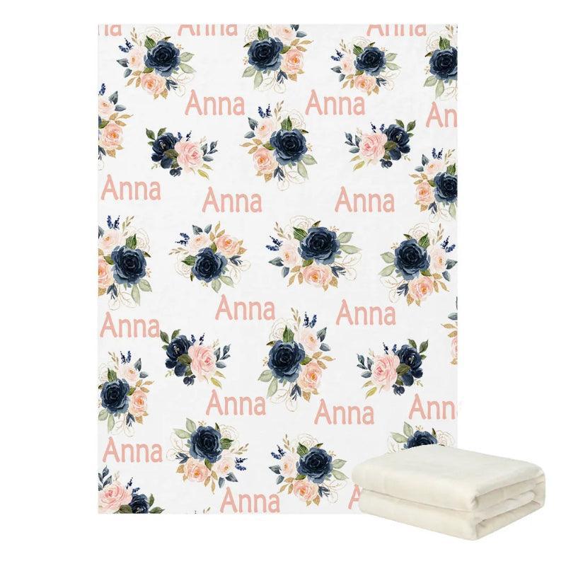 Personalized Floral Design Blanket-Diaper Reusable