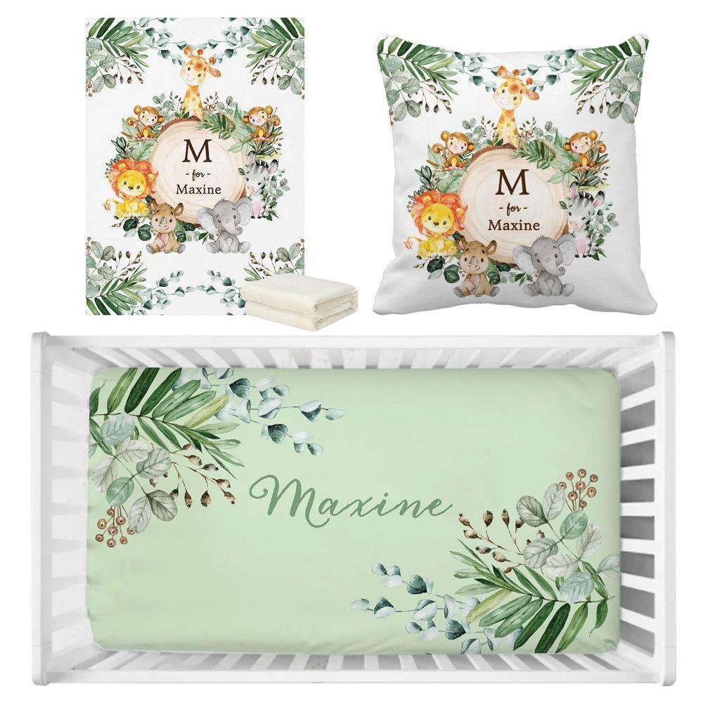 Custom Name Jungle Theme Bedding Set-Diaper Reusable