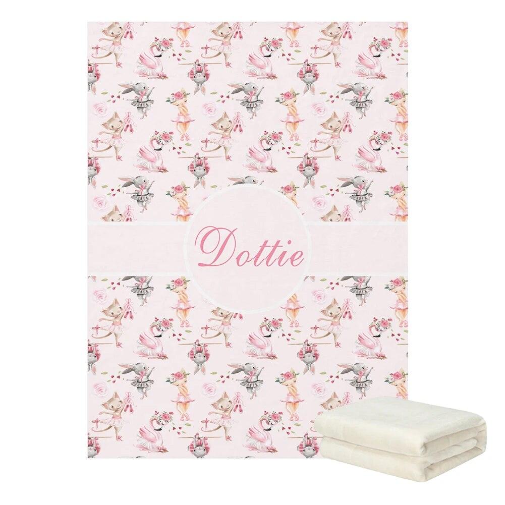 Personalized Ballet Kitten Blanket-Diaper Reusable
