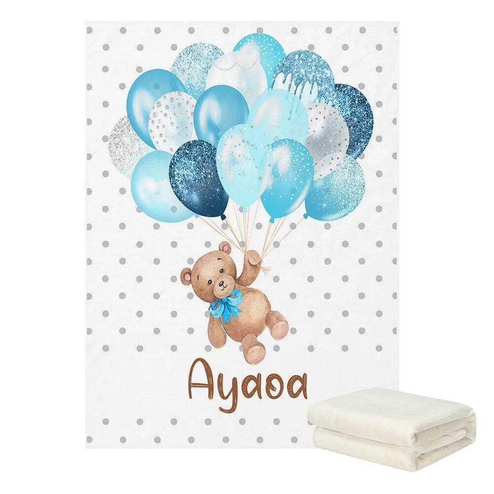 Floral Bear Name Blanket-Diaper Reusable