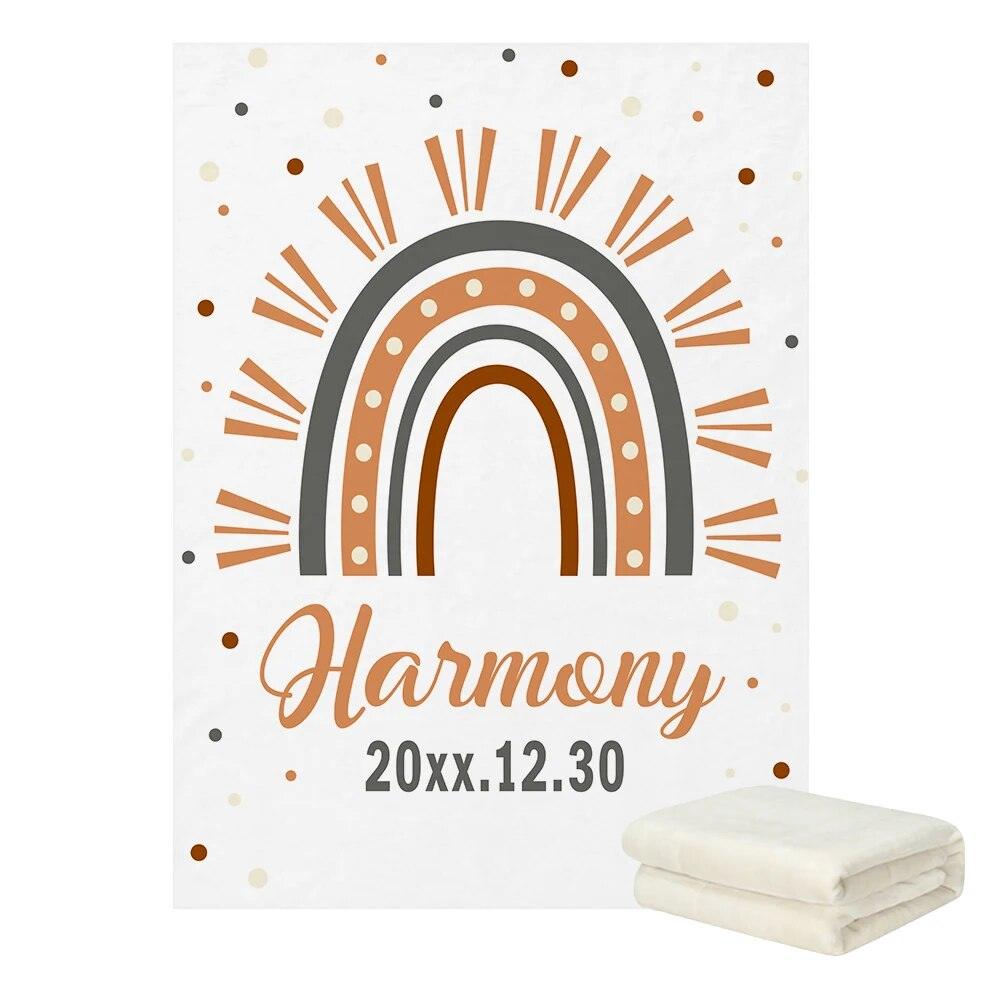 Personalized Name Boho Rainbow Blanket-Diaper Reusable