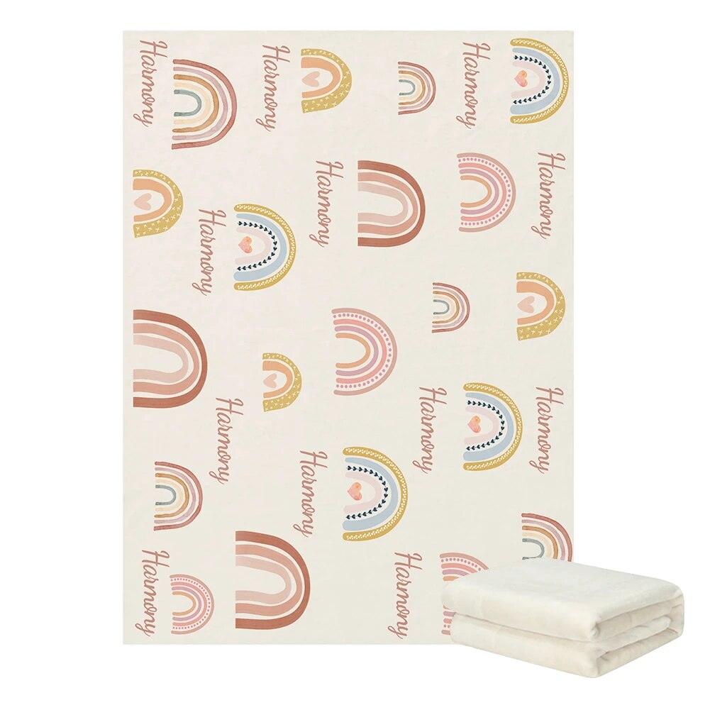 Personalized Name Boho Rainbow Blanket-Diaper Reusable