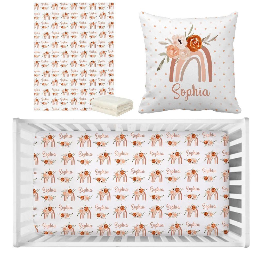 Personalized Rainbow Crib Bedding-Diaper Reusable