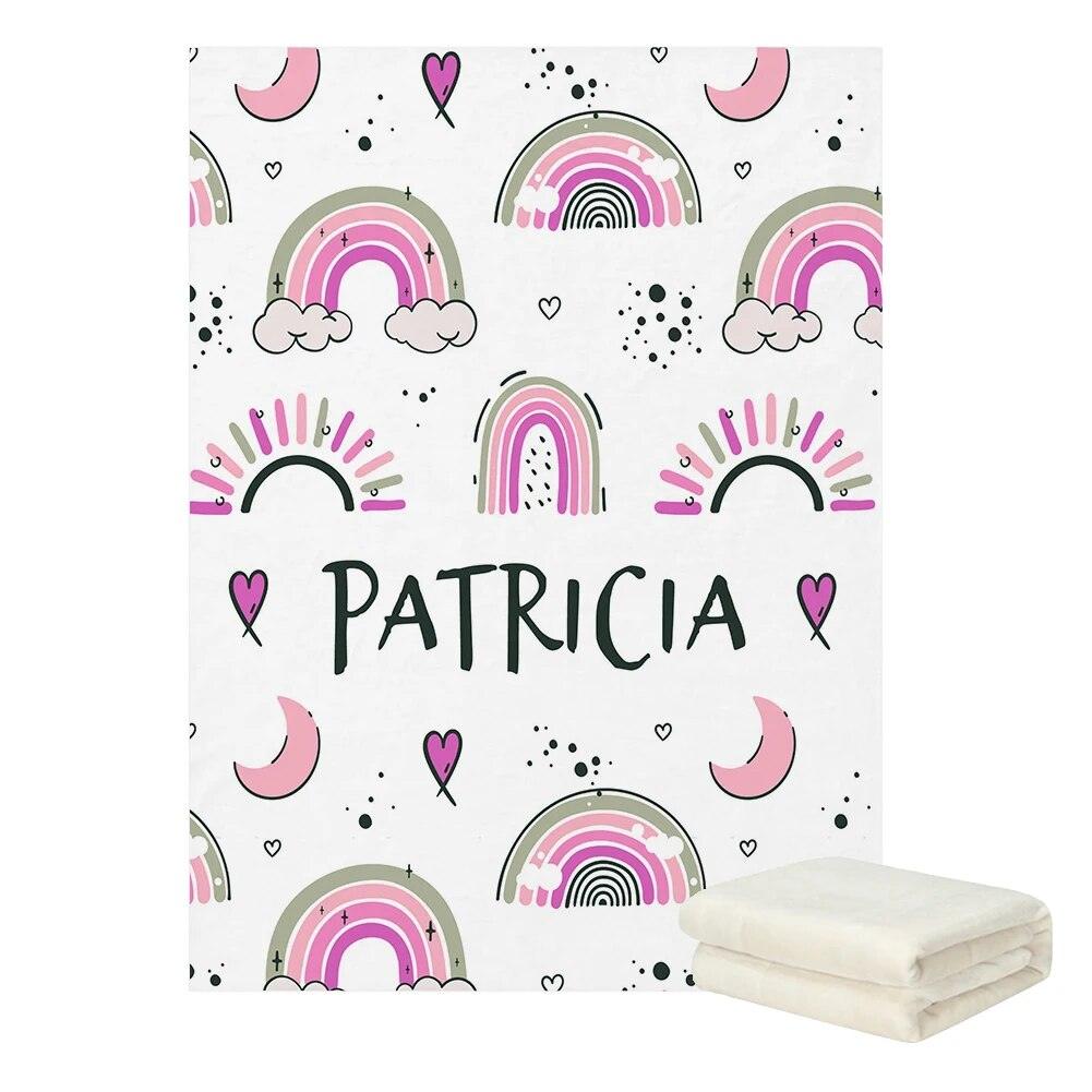 Custom Name Rainbow Blanket for Kids Room Decor-Diaper Reusable