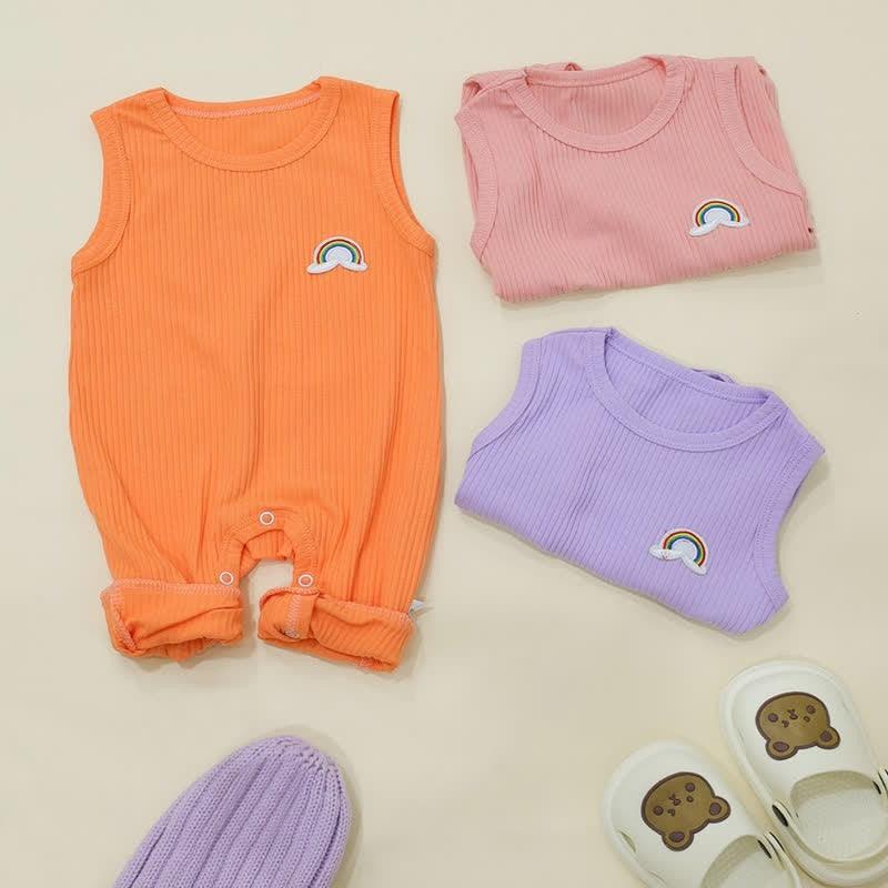 Rainbow Design Sleeveless Romper Infant Outfit-Diaper Reusable