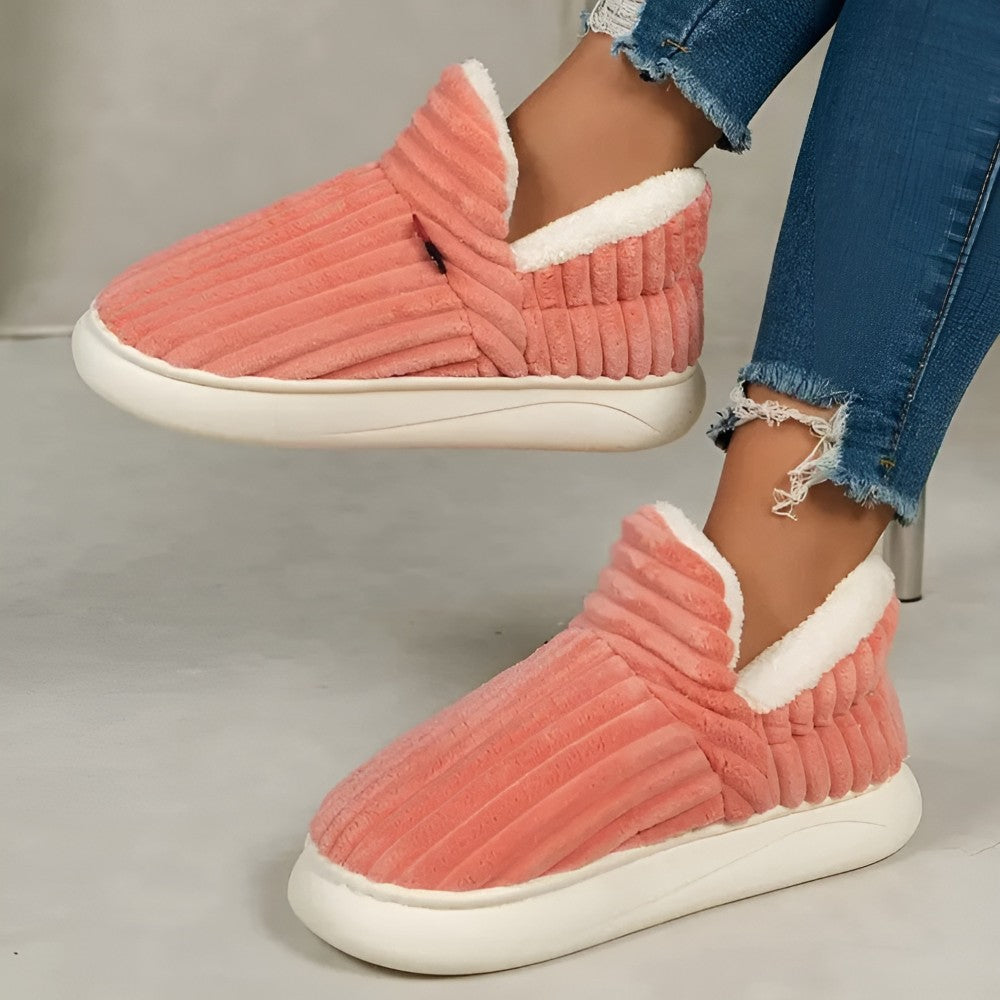 Ribbed Indoor Slippers With Anti Slip Sole