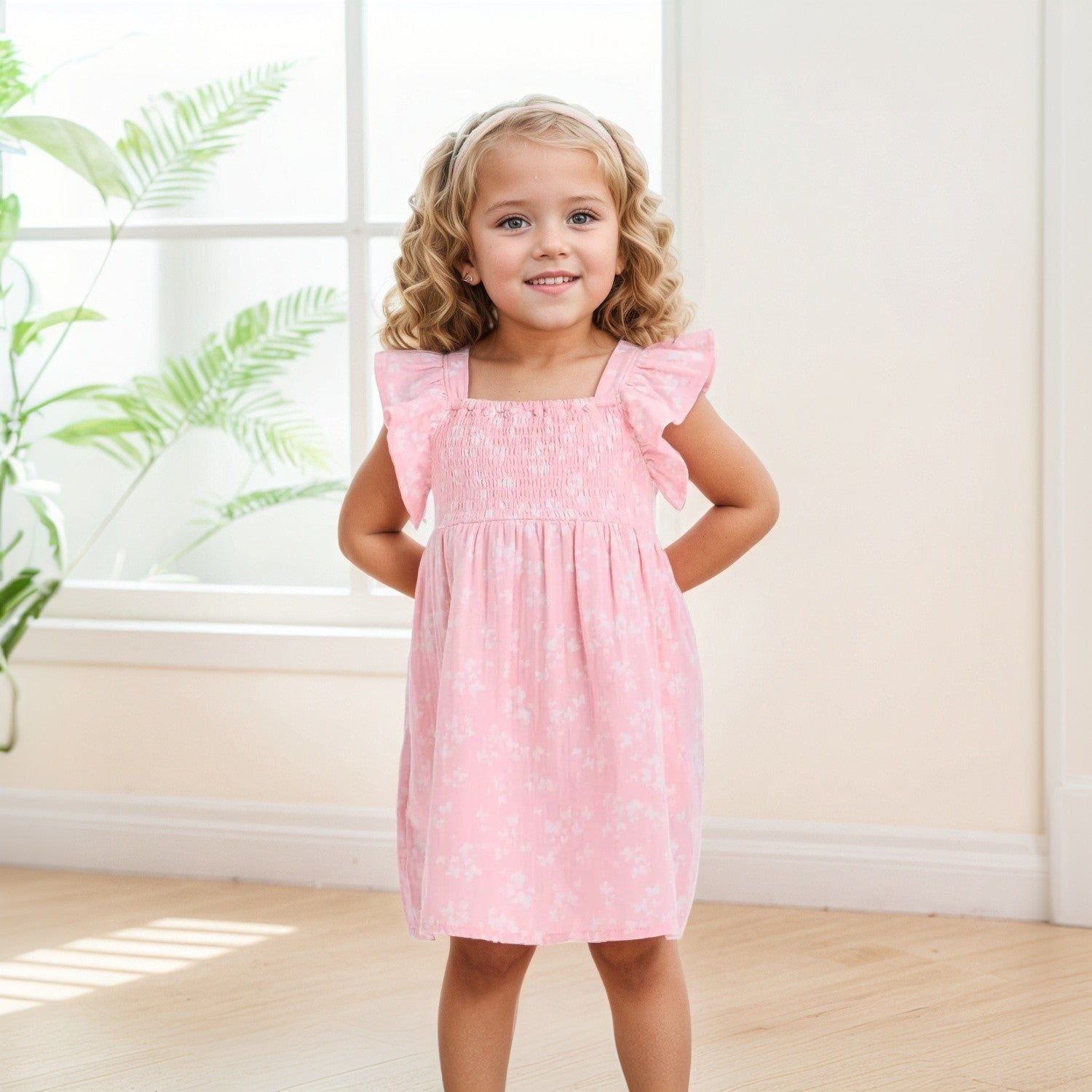 Toddler Girls' Smocked Gauze Dress-Diaper Reusable