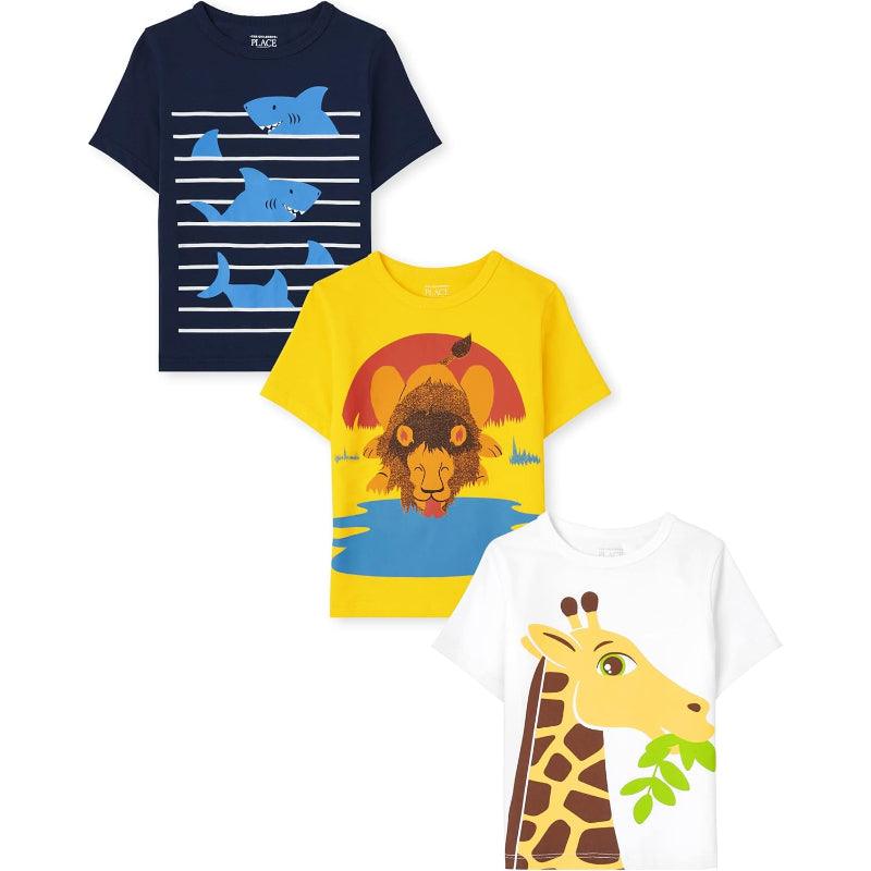 Pack Of 3 Short Sleeve Graphic T Shirt-Diaper Reusable