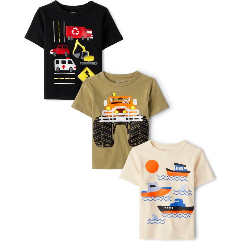 Pack Of 3 Short Sleeve Graphic T Shirt-Diaper Reusable