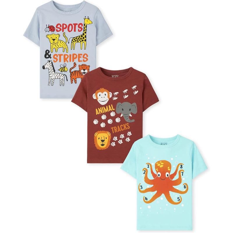 Pack Of 3 Short Sleeve Graphic T Shirt-Diaper Reusable