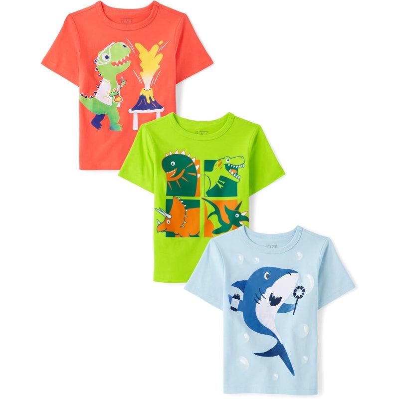 Pack Of 3 Short Sleeve Graphic T Shirt-Diaper Reusable