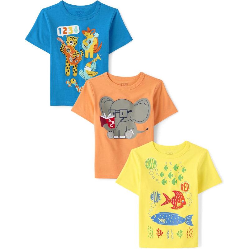 Pack Of 3 Short Sleeve Graphic T Shirt-Diaper Reusable