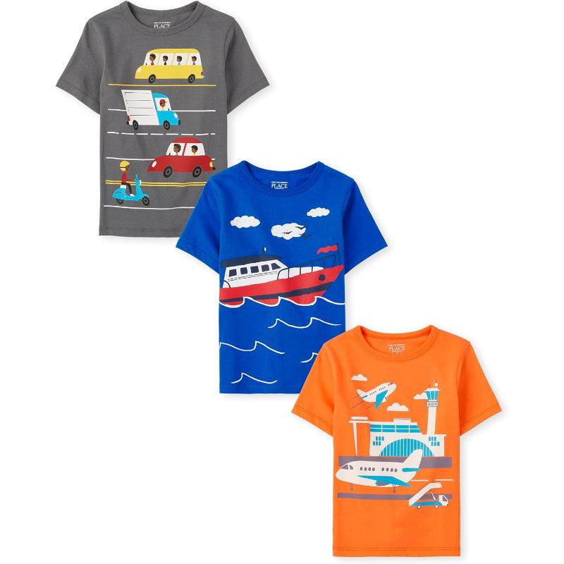 Pack Of 3 Short Sleeve Graphic T Shirt-Diaper Reusable