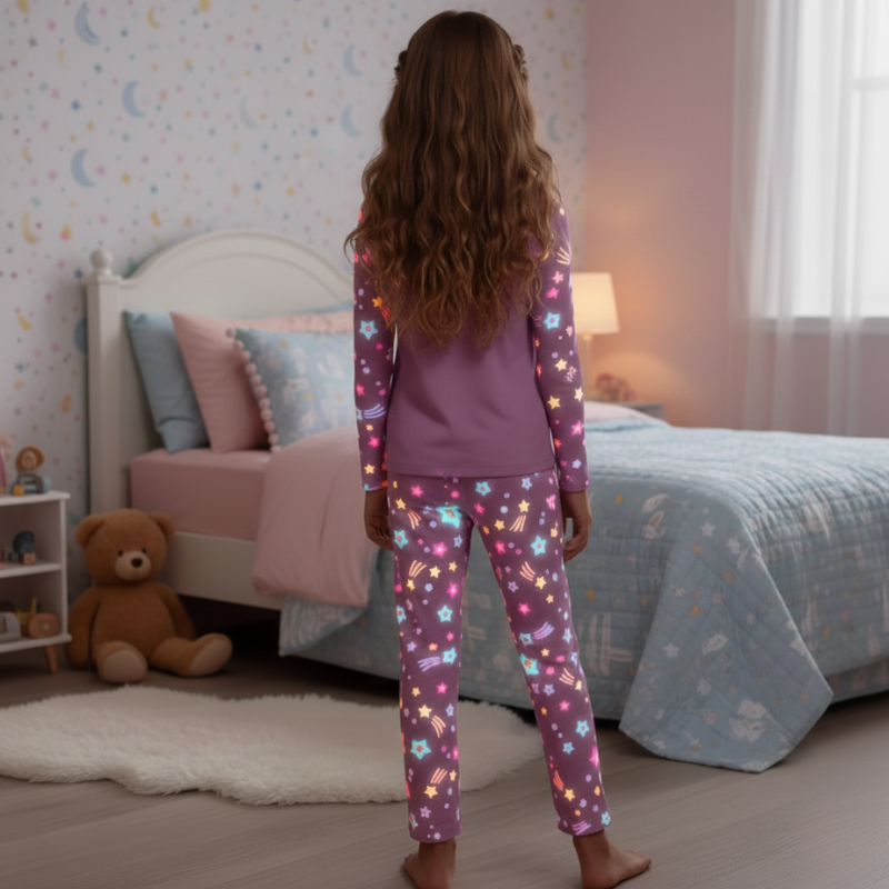 Unicorn Print Long Sleeve Pajama Set For Girls