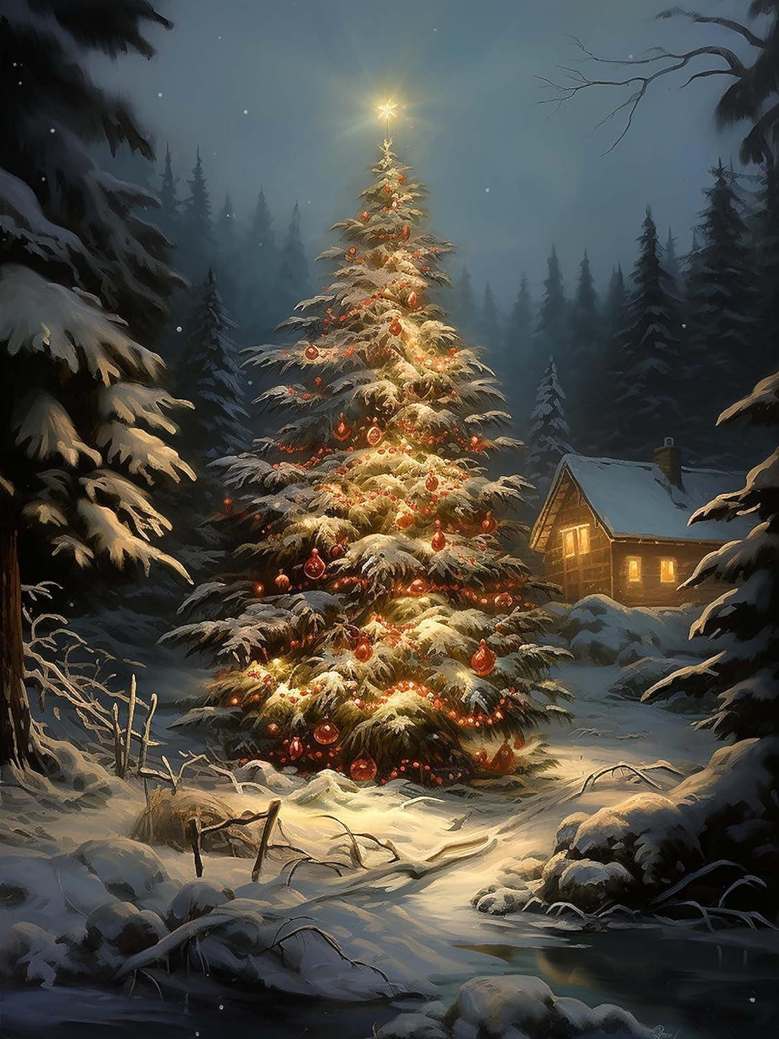 Stained Glass Christmas Tree Paint By Numbers Kit