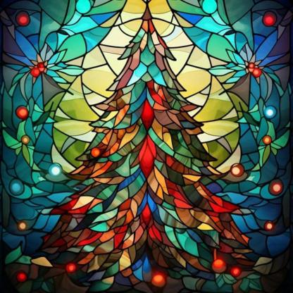 Stained Glass Christmas Tree Paint By Numbers Kit