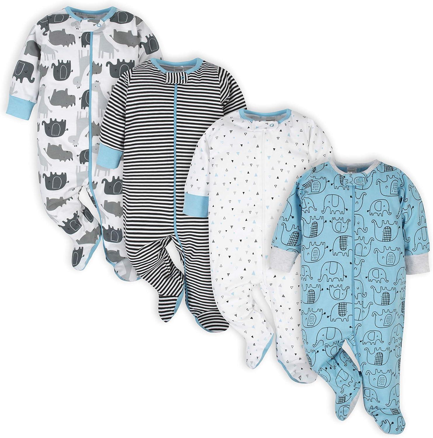Striped And Patterned Baby Sleepers-Diaper Reusable