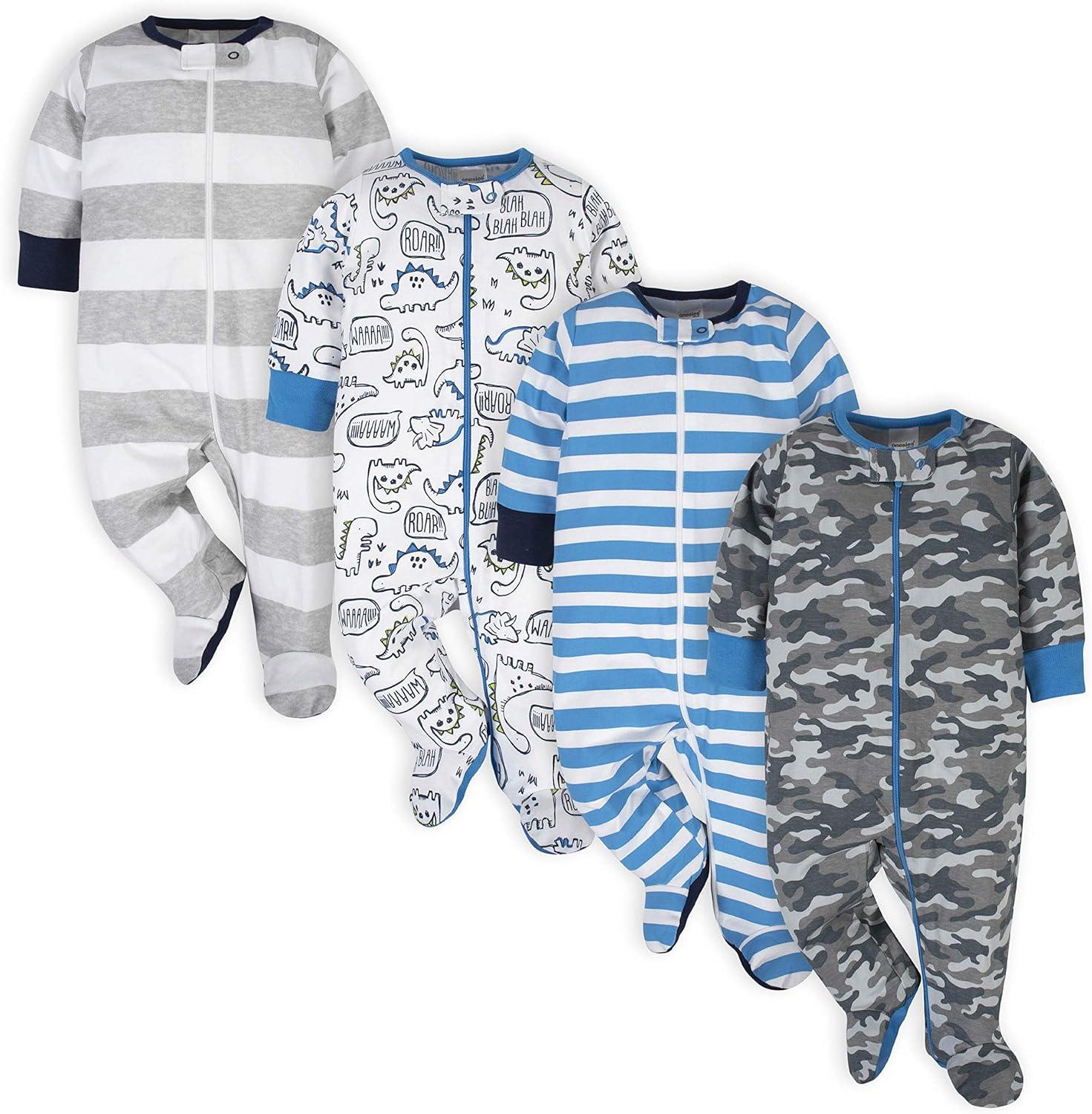 Striped And Patterned Baby Sleepers-Diaper Reusable