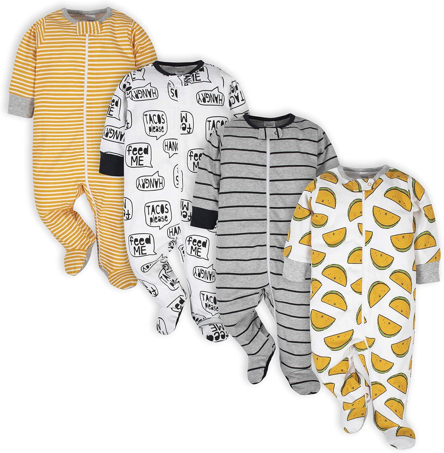 Striped And Patterned Baby Sleepers-Diaper Reusable