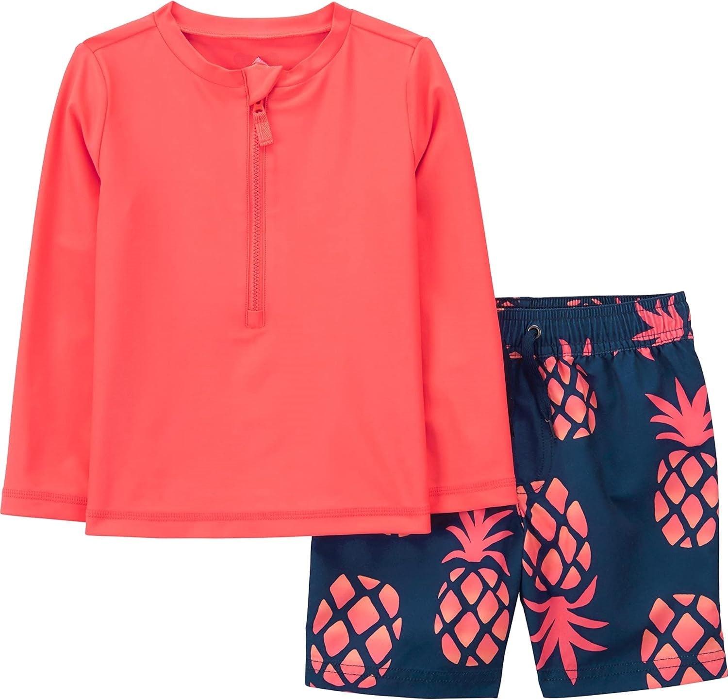 Swimsuit Trunk And Rashguard Set-Diaper Reusable