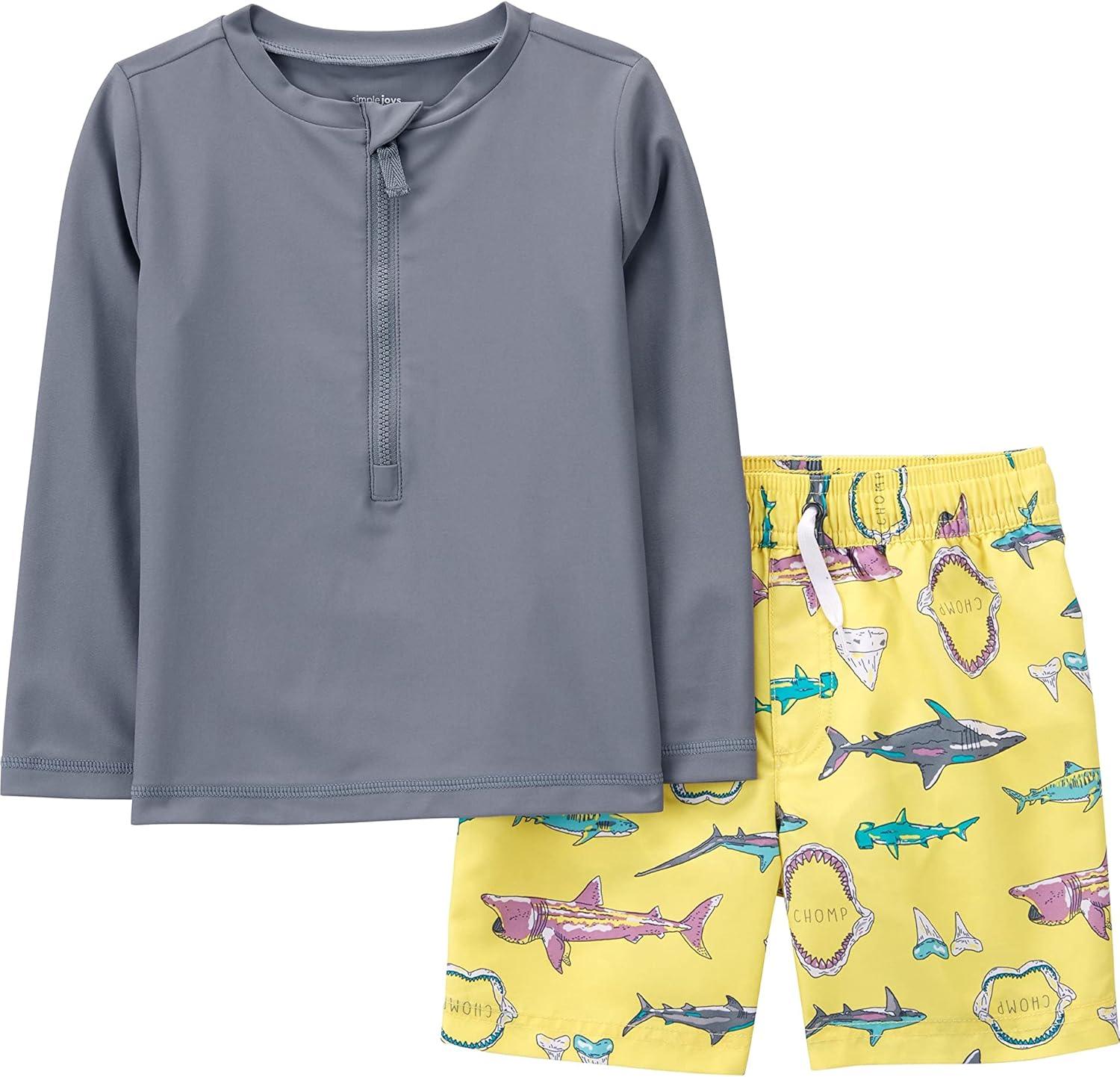 Swimsuit Trunk And Rashguard Set-Diaper Reusable