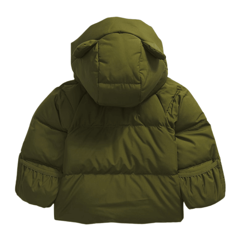 Teddy Bear Themed Puffer Jacket with Water Repellent Fabric-Diaper Reusable