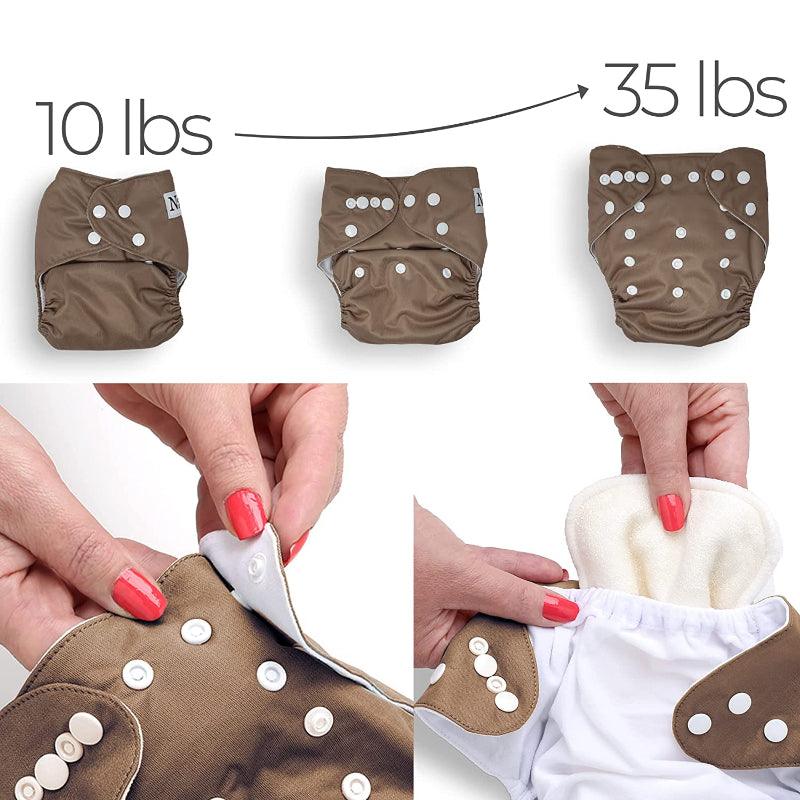 4 Pack Winter Cloth Pocket Diapers With 4 Bamboo Inserts For Baby Set-Diaper Reusable