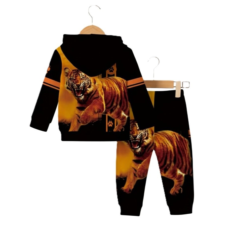Tiger Print Onesie Jumpsuit With Matching Pants For Boys And Girls