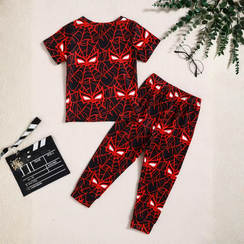 Spider Web Design Pajama Set For Boys
