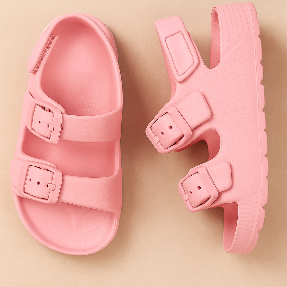 Double Buckle Children Adjustable Back Strap Water Sandal For Toddler Boys Girls