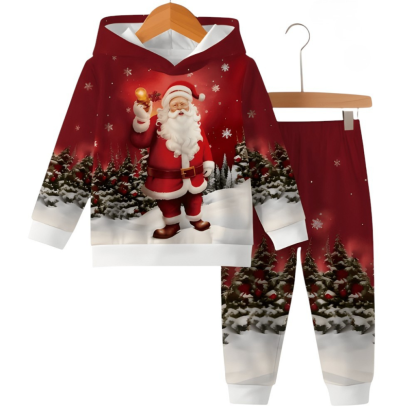 Christmas Themed Hoodie And Pants Set For Boys