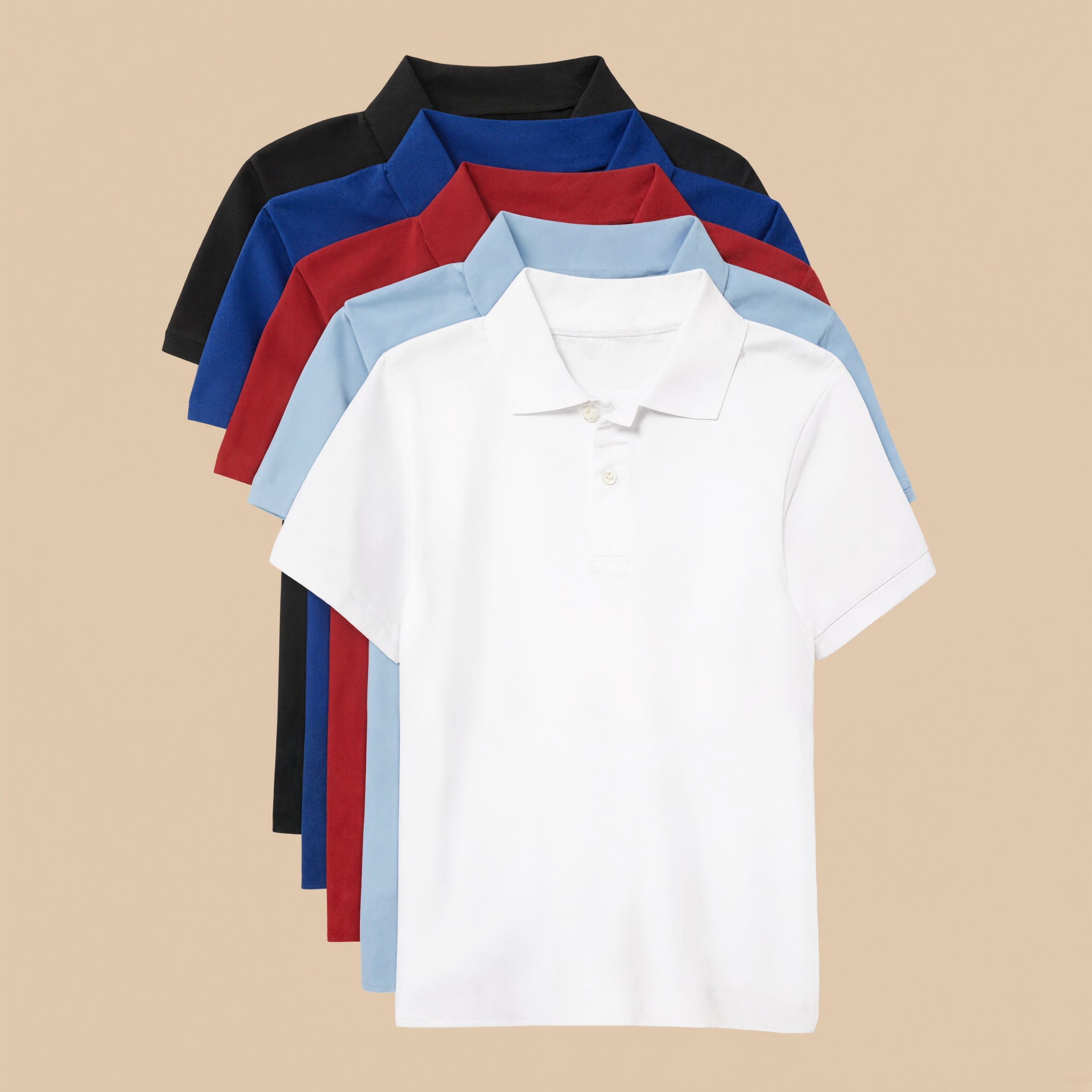 Pack Of 5 Short Sleeve Polo Shirts